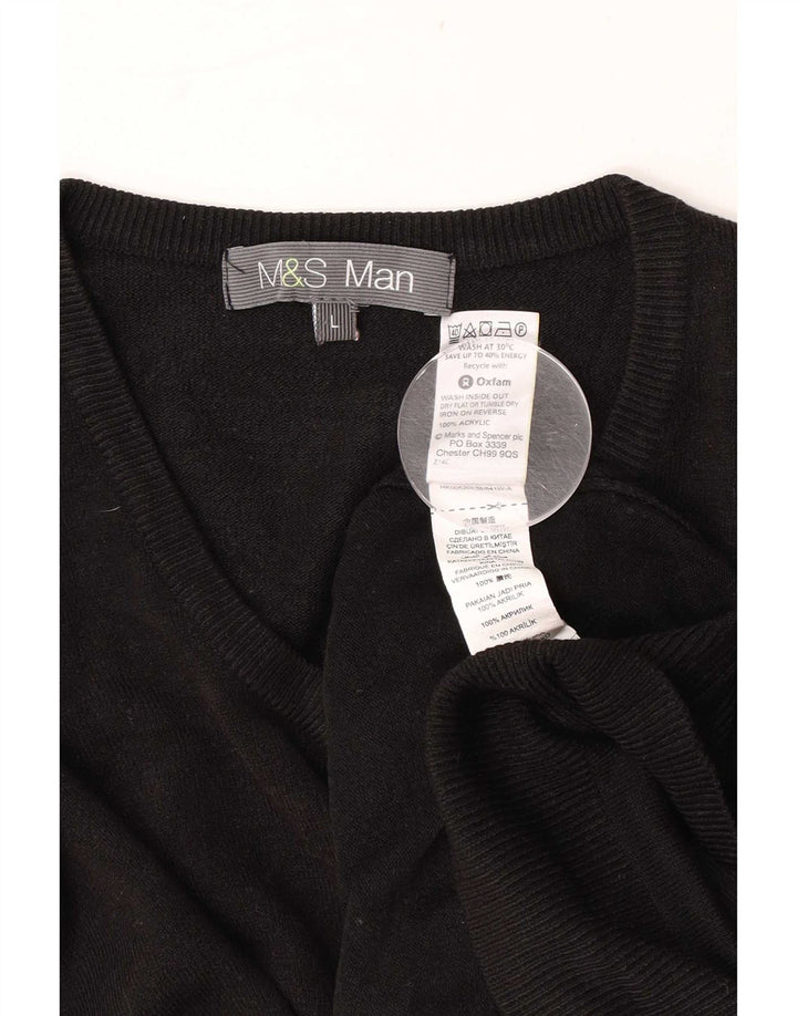 Marks & Spencer muški pulover s V-izrezom, veliki crni akril