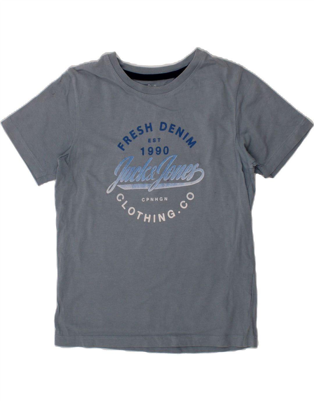 JACK & JONES Boys Graphic T-Shirt Top 9-10 Years Blue Vintage Jack & Jones and Second-Hand Jack & Jones from Messina Hembry 