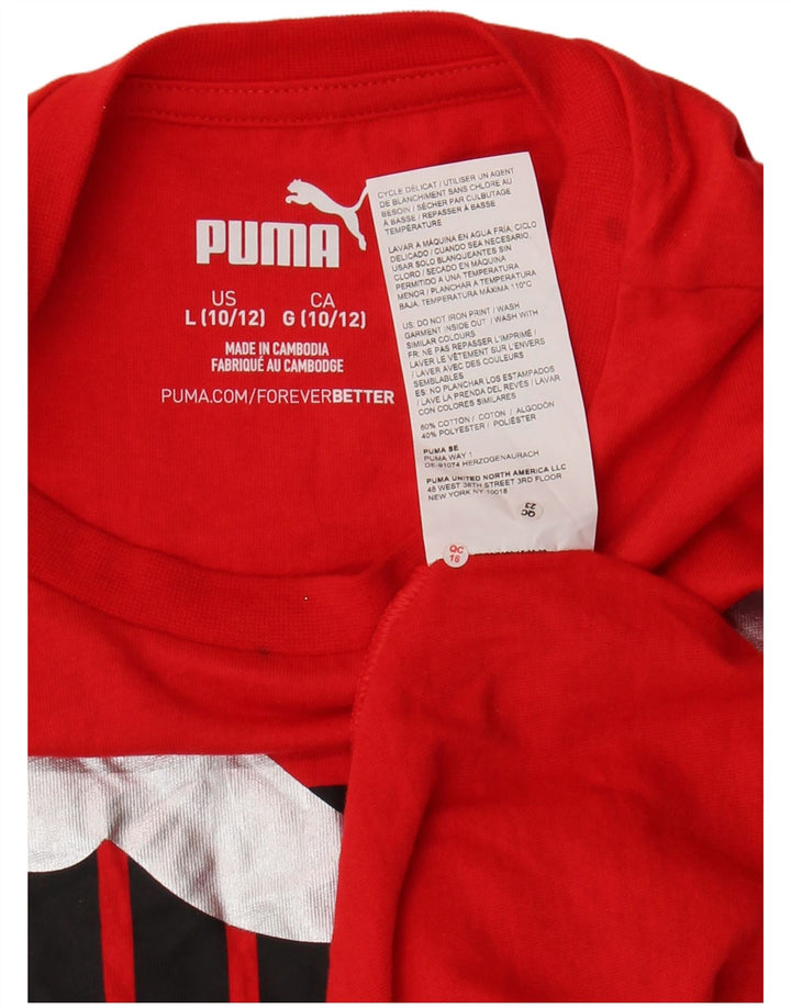Puma Boys Graphic T-Shirt Top 10-11 Years Red Pamuk