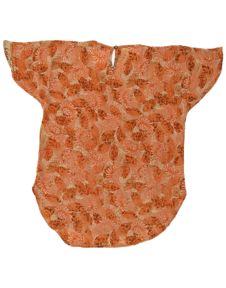 LAS MAREADAS Ženska prevelika bluza Top UK 10 Mala narančasta cvjetna svila