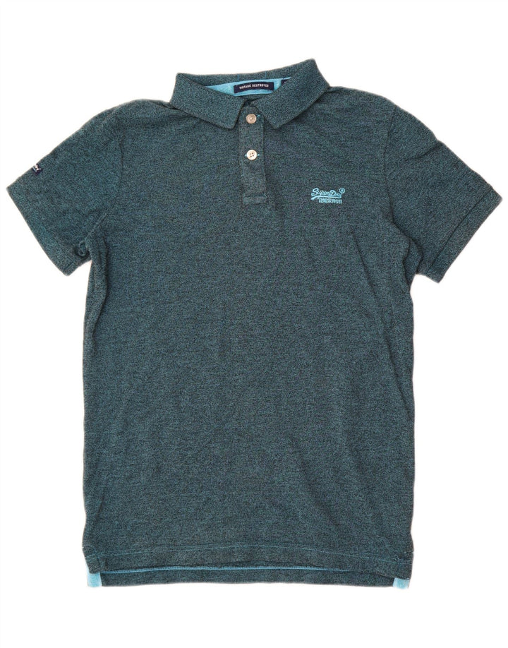Superdry muška polo majica od srednje zelenog pjegavog poliestera
