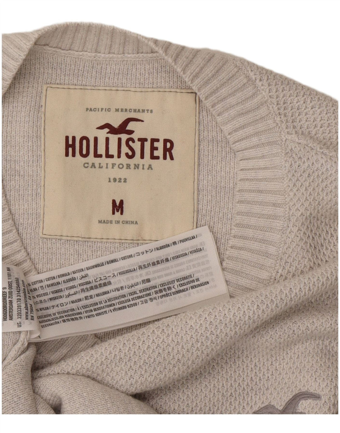 HOLLISTER Mens Crew Neck Jumper Sweater Medium Grey Cotton