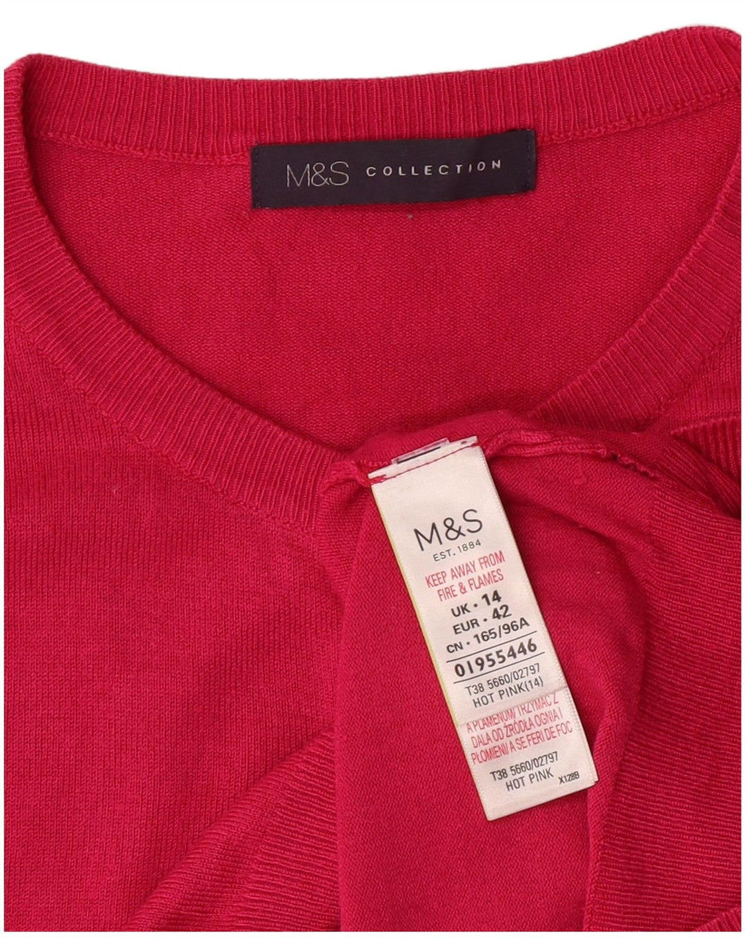Marks & Spencer ženski kardigan pulover UK 14 srednje ružičasta klasična viskoza