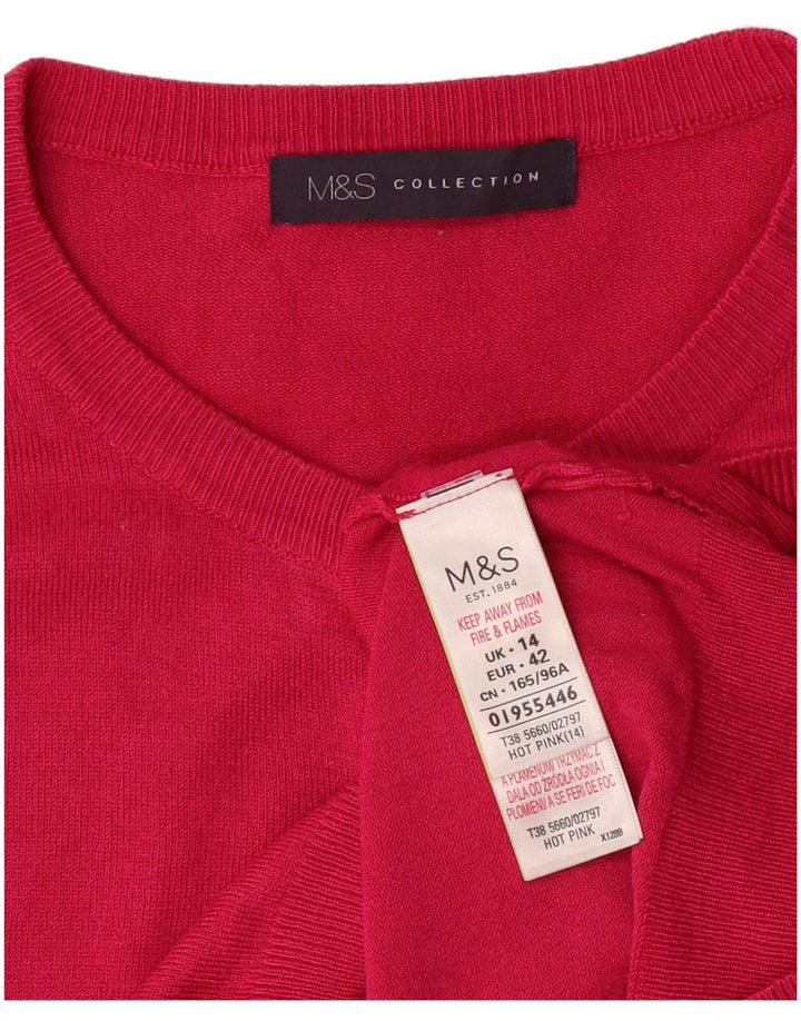 Marks & Spencer ženski kardigan pulover UK 14 srednje ružičasta klasična viskoza