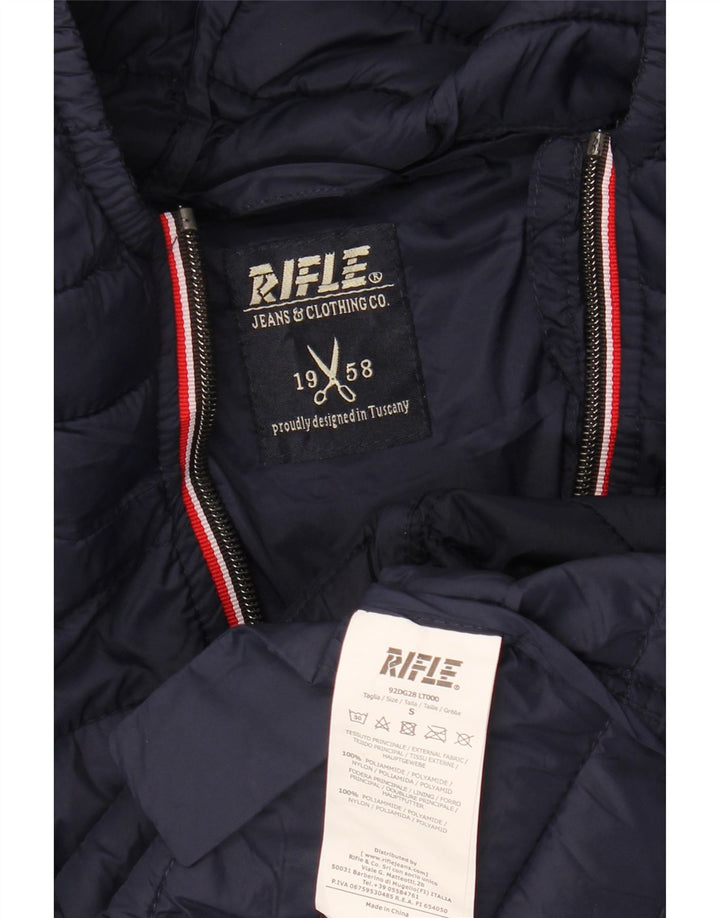RIFLE Womens Hooded Padded Coat UK 10 Small Navy Blue Polyamide