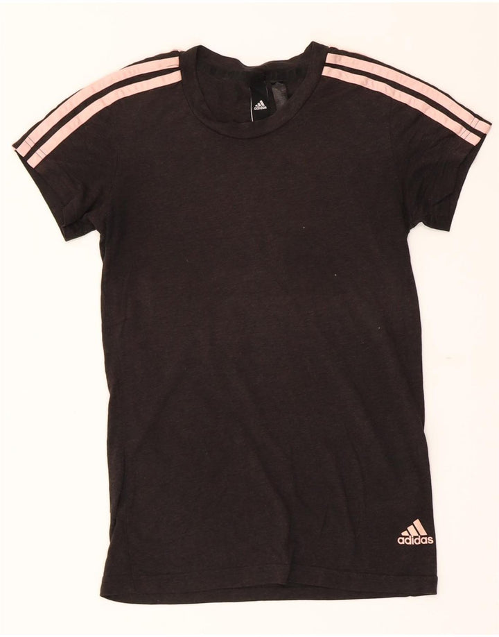 ADIDAS Womens T-Shirt Top UK 4 XS Black Polyester Vintage Adidas and Second-Hand Adidas from Messina Hembry 