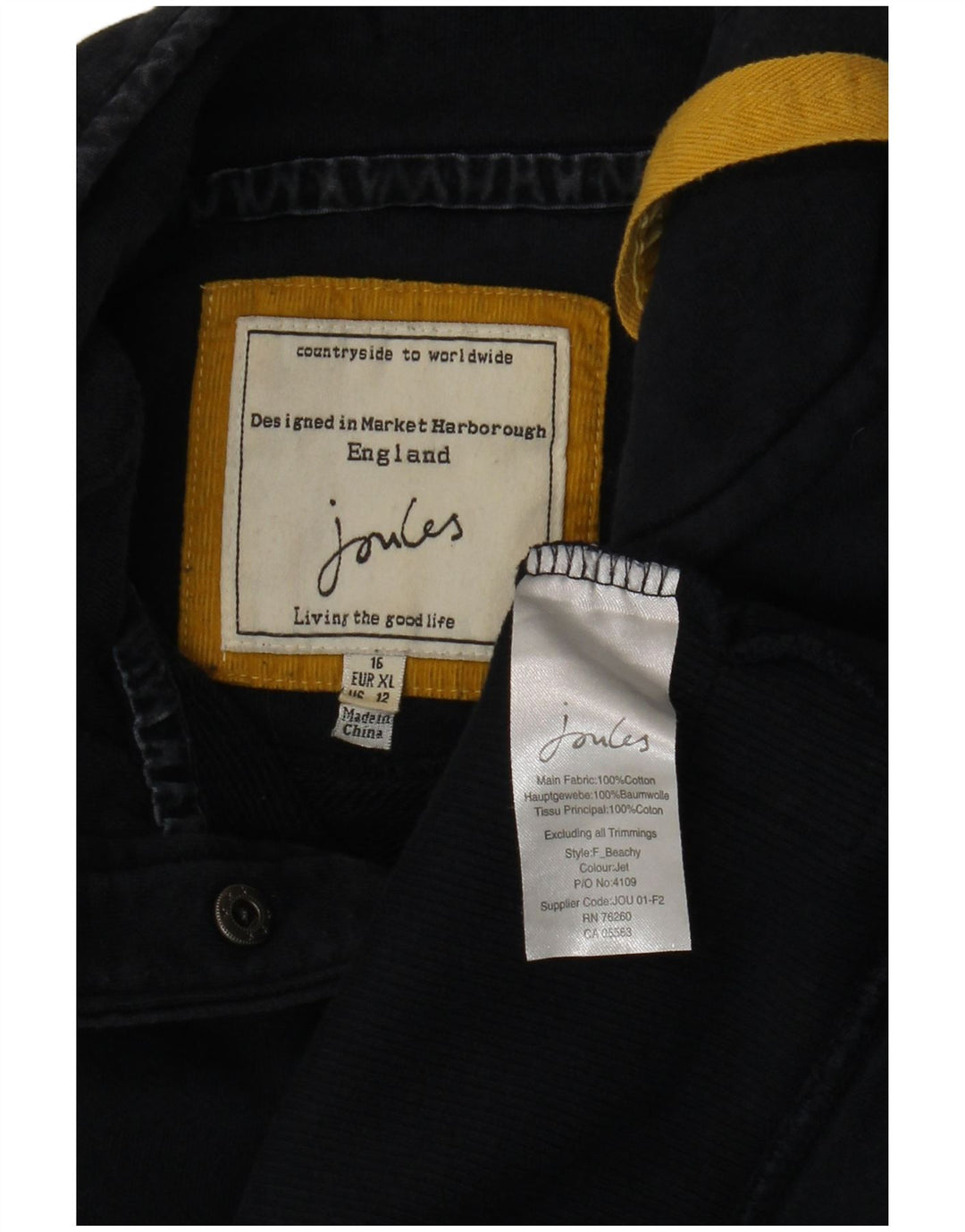 JOULES Ženska majica s dugmadima i izrezom UK 16 Veliki tamnoplavi pamuk