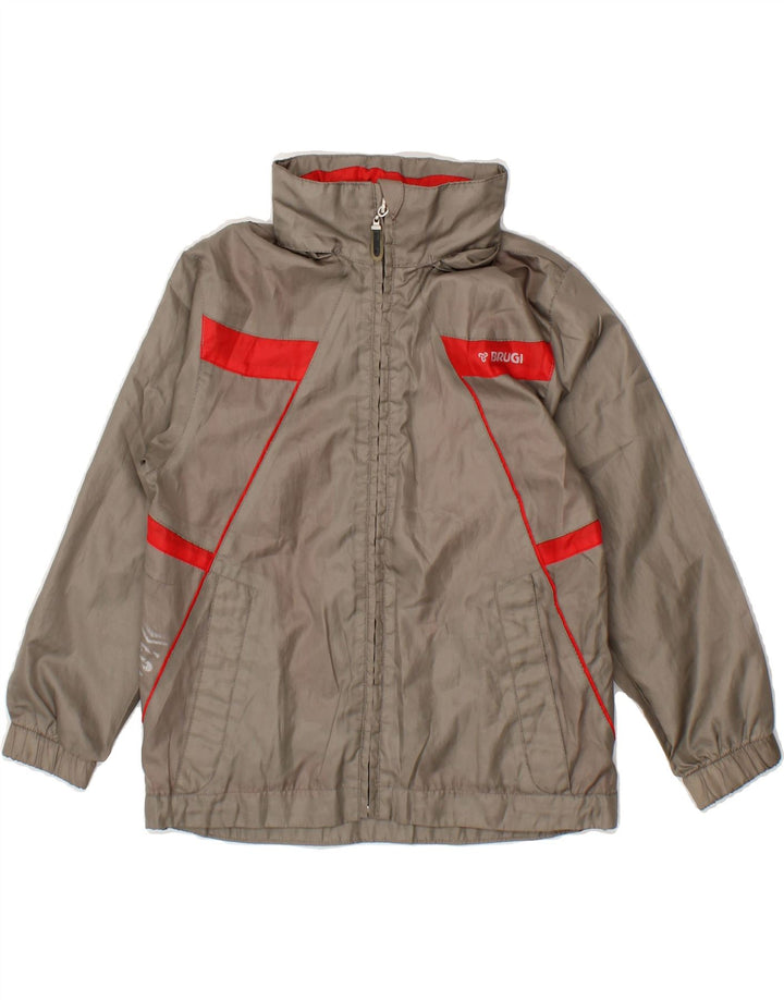 BRUGI Boys Hooded Windbreaker Jacket 5-6 Years Grey Colourblock Polyester Vintage Brugi and Second-Hand Brugi from Messina Hembry 