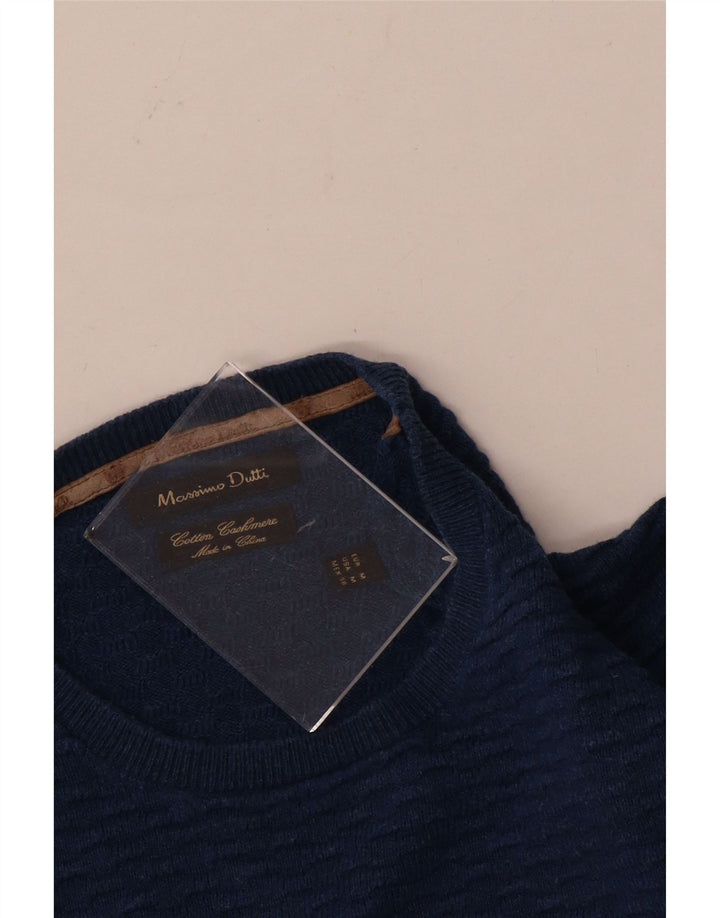 Massimo Dutti muški džemper s okruglim izrezom Srednje plavi pamuk
