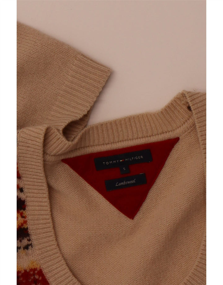 TOMMY HILFIGER Ženski džemper s morskim izrezom UK 10 Small Beige Fair Isle