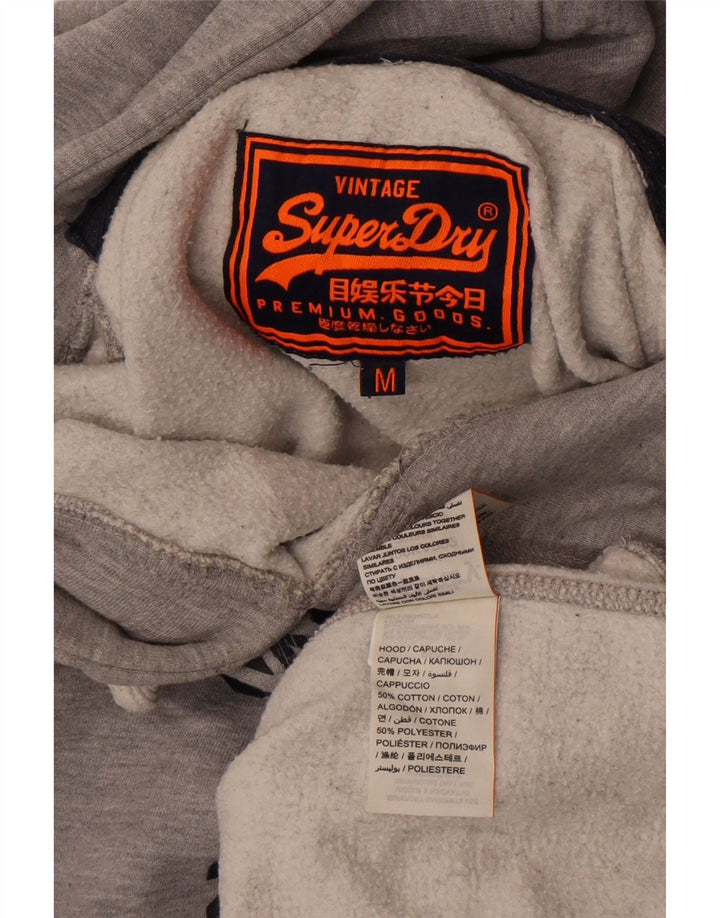 Superdry muška majica s kapuljačom s kapuljačom, srednje sivi pamuk