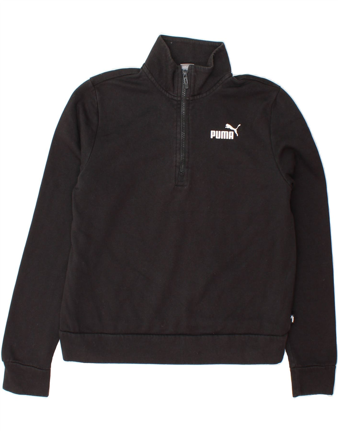 PUMA Womens Zip Neck Sweatshirt Jumper UK 14 Medium Black Cotton Vintage Puma and Second-Hand Puma from Messina Hembry 