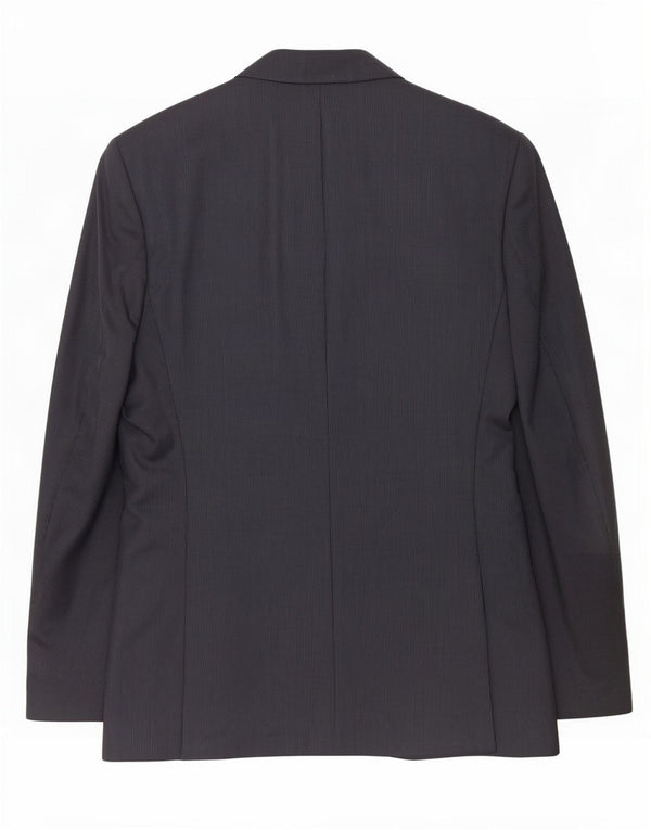 Zara Mens 2 Button Blazer Jacket EU 48 Medium Navy Blue Striped Polyester