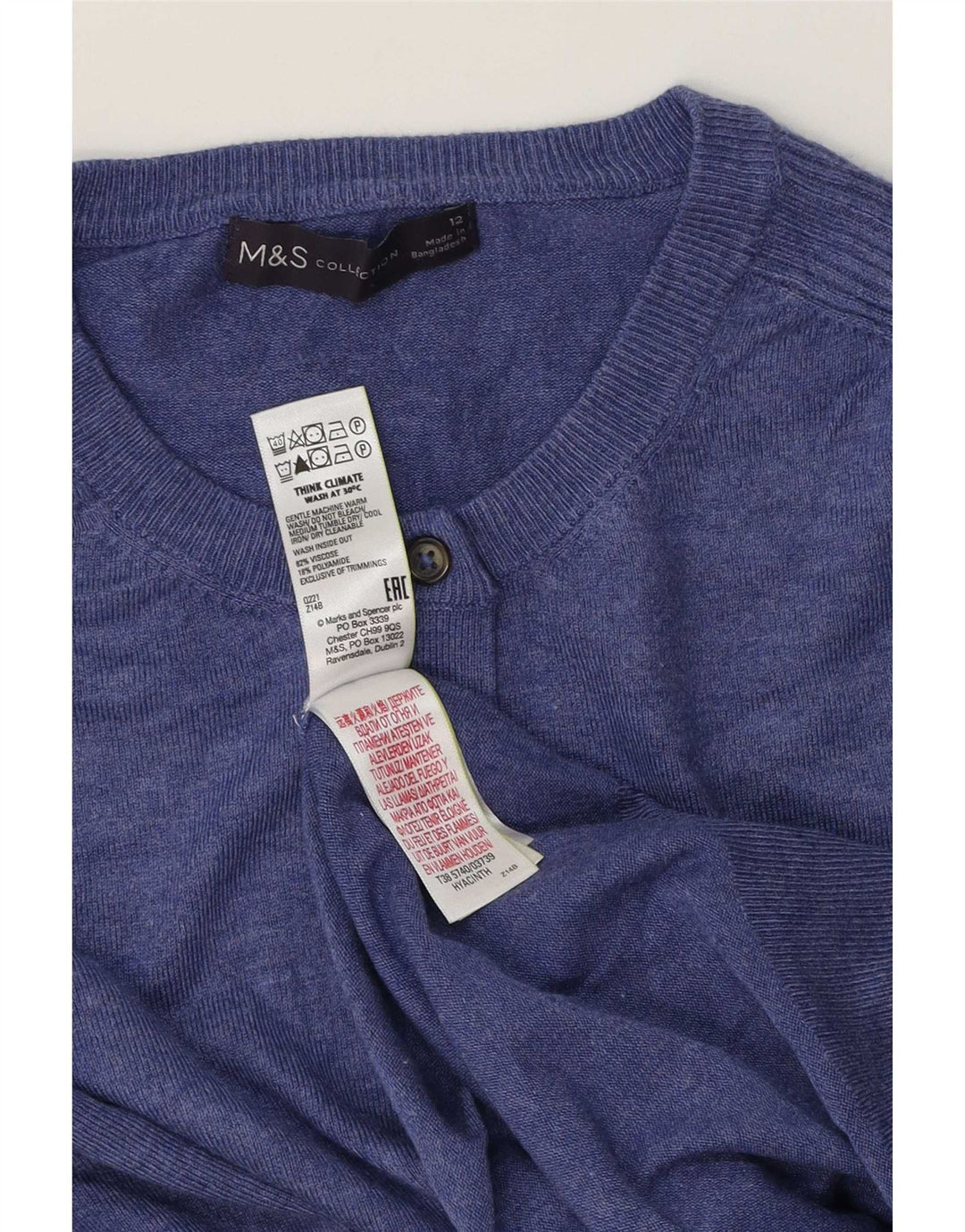 Marks & Spencer ženski kardigan pulover UK 12 Srednje plava viskoza
