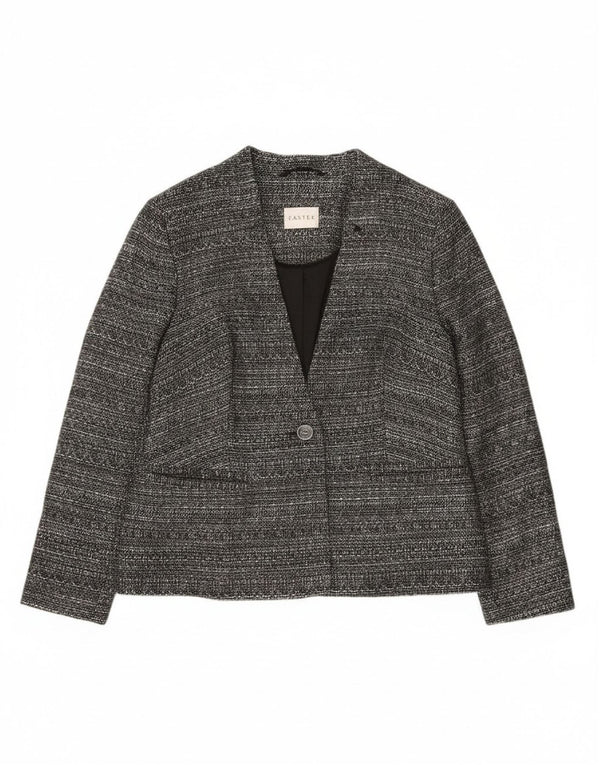 Eastex ženska jakna sako s 1 gumbom UK 12 srednje sivi pjegavi poliester