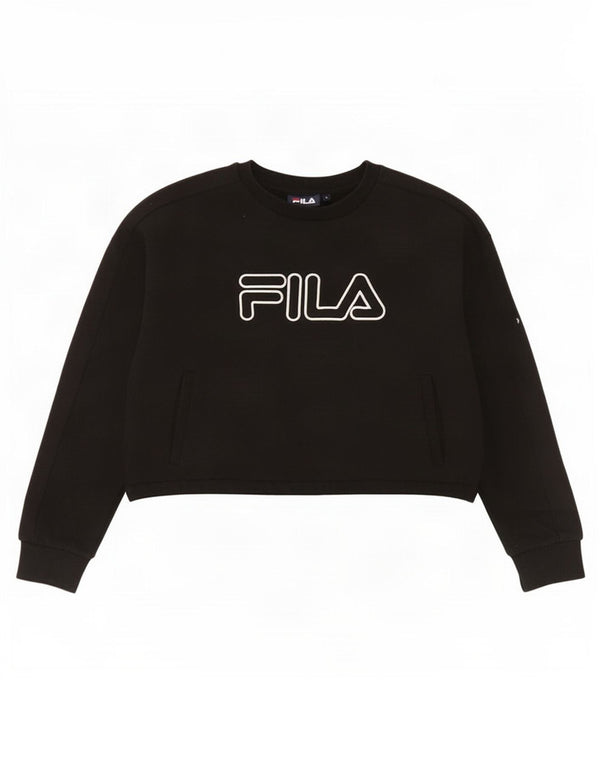 Fila Ženska skraćena majica s motivom prekomjerne majice UK 10 Mala crna