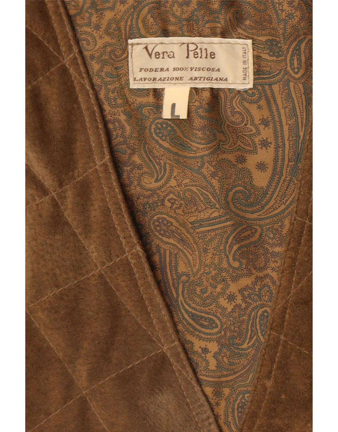 Vintage muški veliki smeđi kožni prsluk od brušene kože