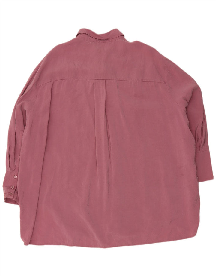 Zara ženska dugačka prevelika košulja bluza UK 14 srednje ružičasti modal