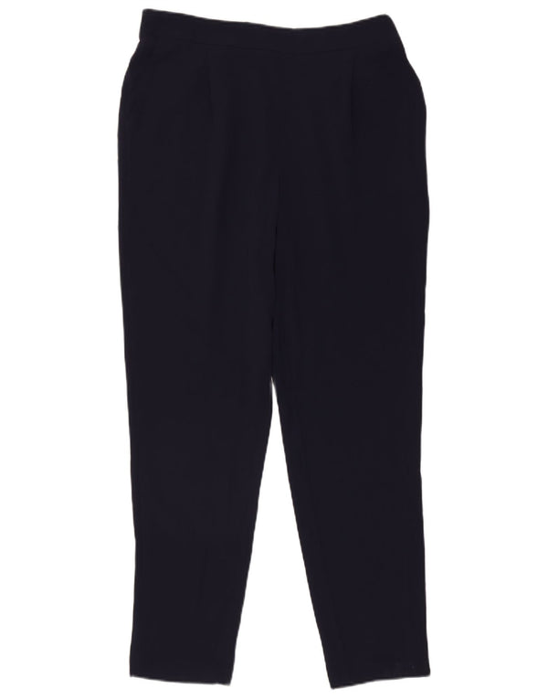 M&Co Womens Pegged Casual Trousers UK 14 Large W34 L30 Navy Blue Polyester