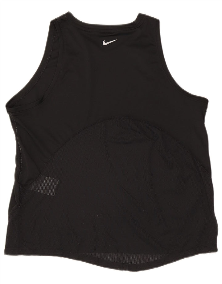 NIKE Womens Dri Fit Vest Top UK 14 Medium Black Polyester