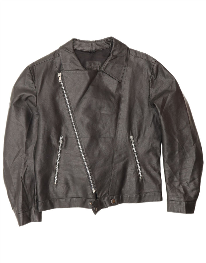 Vintage muška kožna biciklistička jakna UK 38 srednje crna