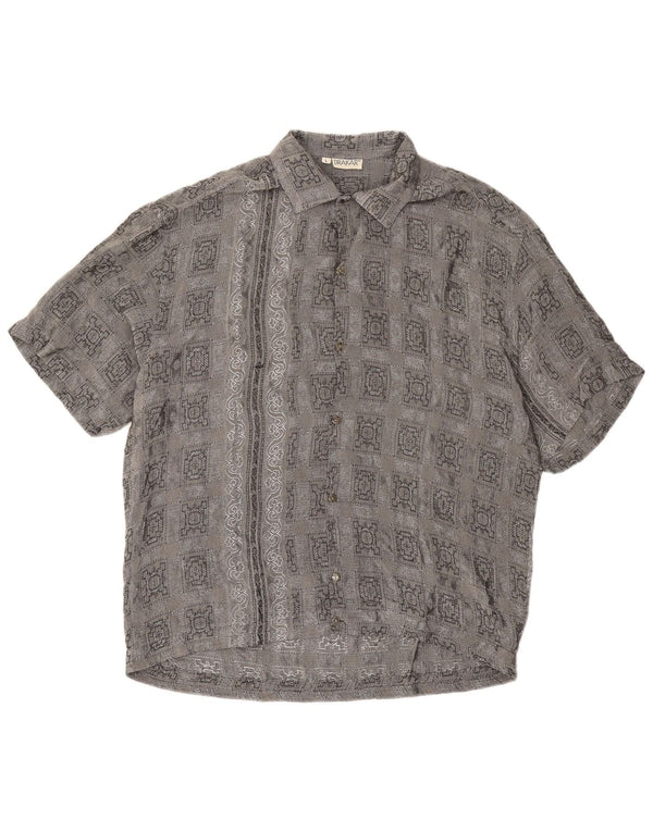 Vintage muška košulja kratkih rukava veliki sivi karirani acetat
