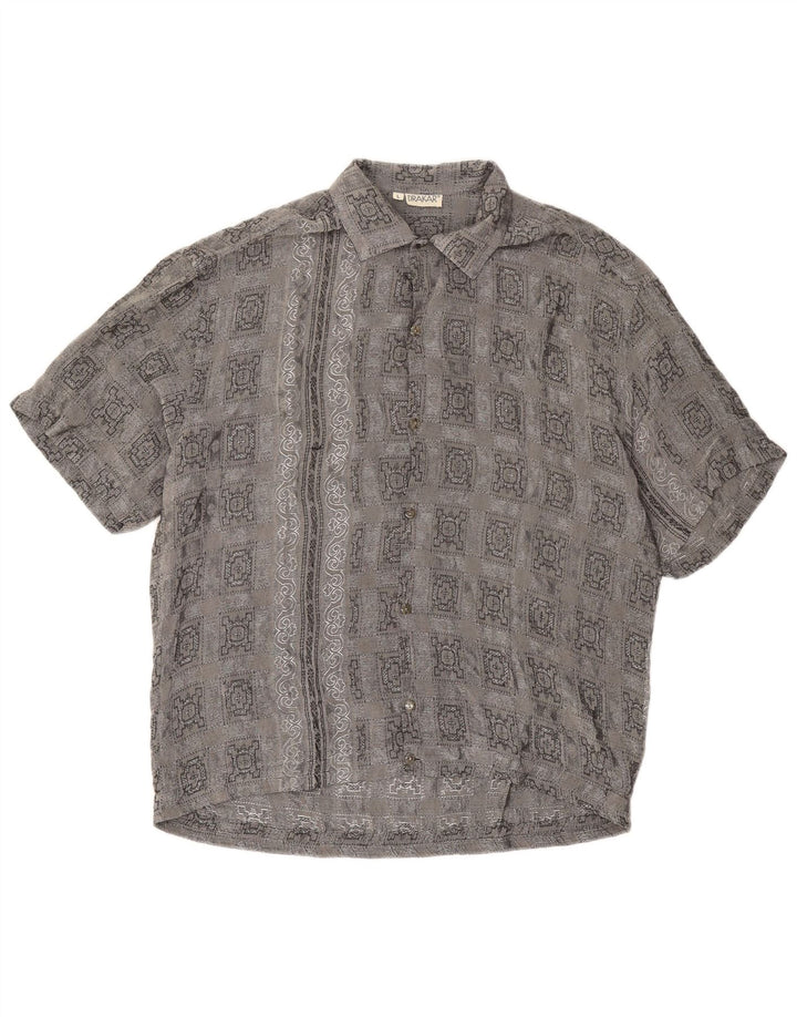 Vintage muška košulja kratkih rukava veliki sivi karirani acetat