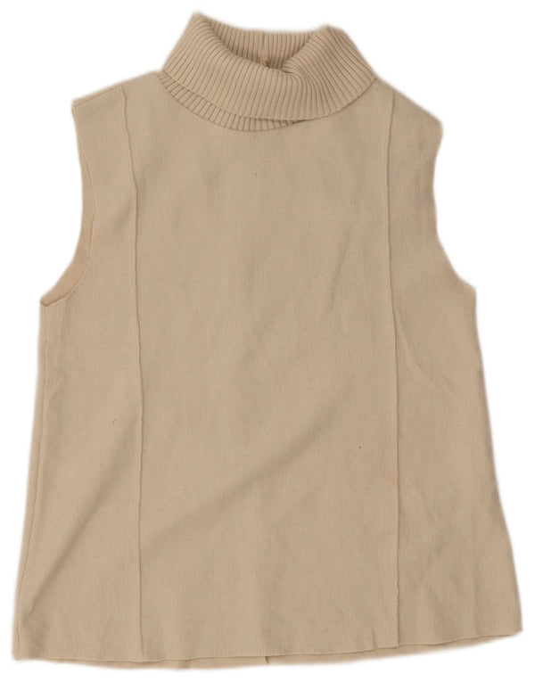 Zara ženski prsluk s rol izrezom UK 10 Small Beige Poliester