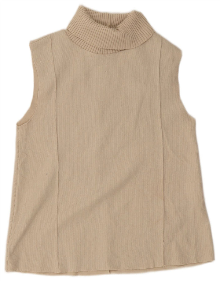 Zara ženski prsluk s rol izrezom UK 10 Small Beige Poliester