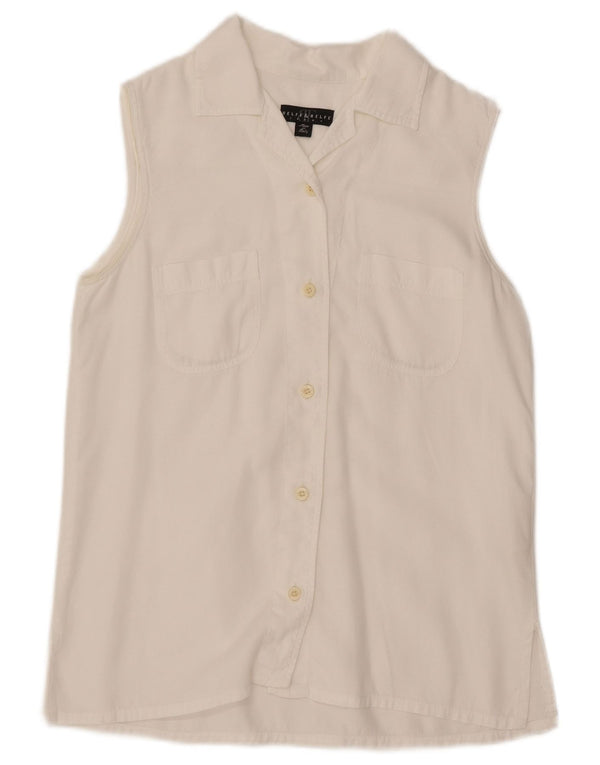 Belfe & Belfe Womens Sleeveless Shirt Blouse IT 42 Medium White Lyocell