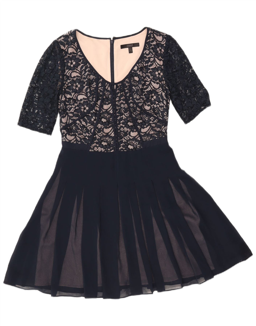 Coast ženska čipkasta haljina A-kroja UK 8 Mala tamnoplava poliamidna