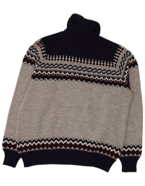 VINTAGE muški pulover s rol izrezom IT 52/54 Large Grey Fair Isle