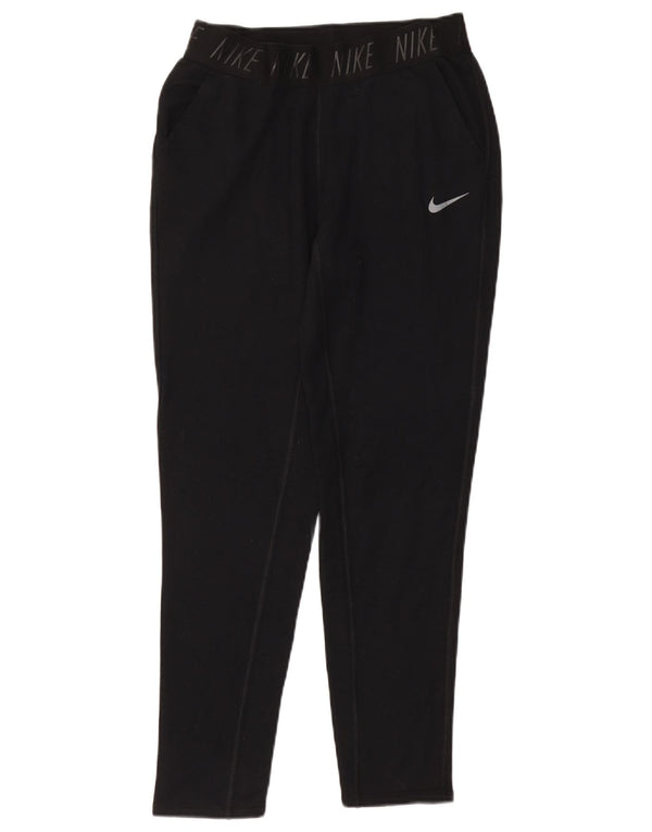 NIKE Ženske Dri Fit Graphic Trenirke Hlače UK 10 Male crne