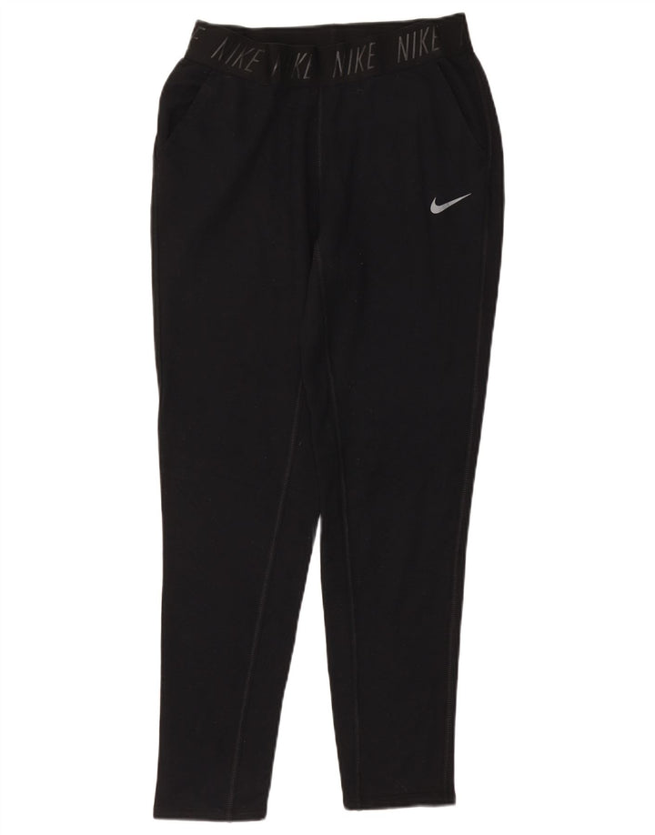 NIKE Ženske Dri Fit Graphic Trenirke Hlače UK 10 Male crne