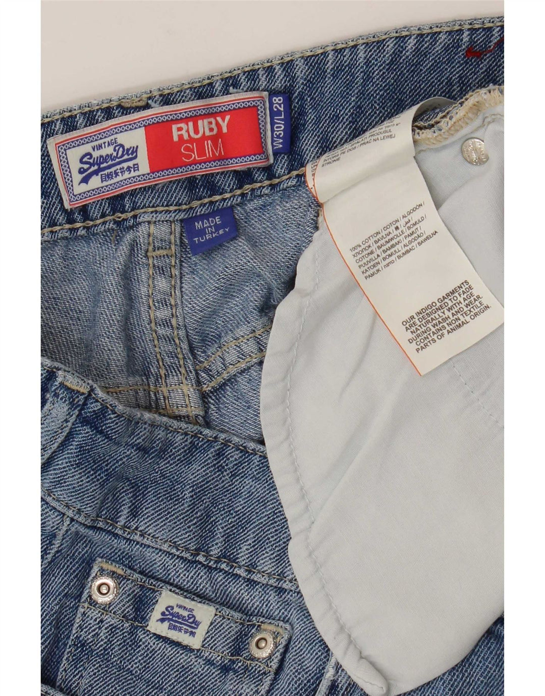 Superdry ženske Ruby kratke uske traperice visokog struka W30 L24 plavi pamuk