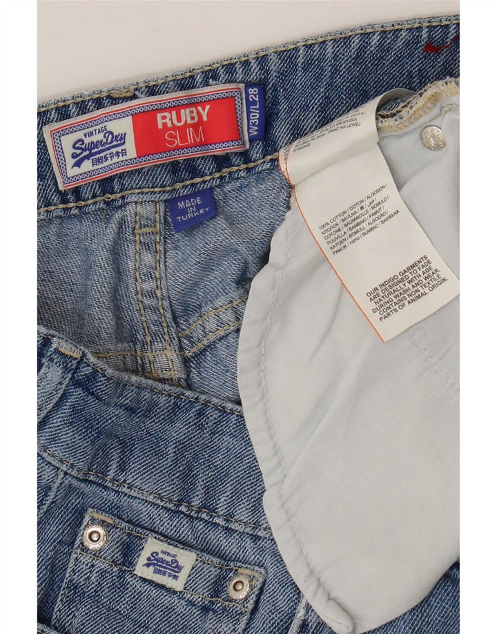 Superdry ženske Ruby kratke uske traperice visokog struka W30 L24 plavi pamuk