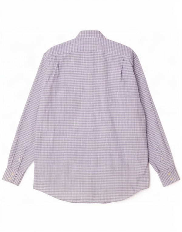 Lacoste Mens Shirt Size 41 Large Blue Plaid Cotton