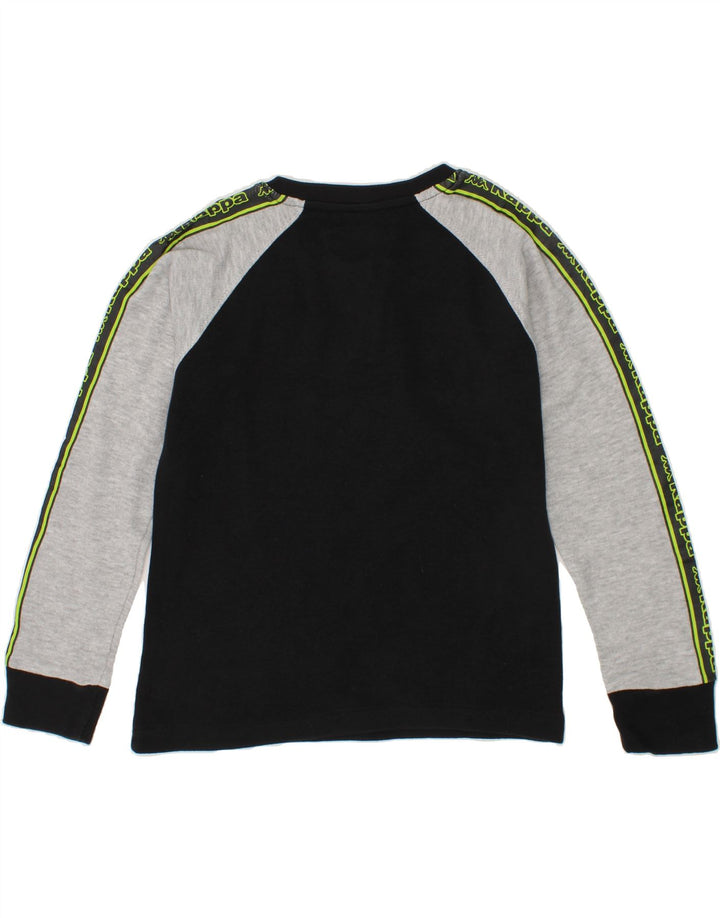KAPPA Boys Graphic Top Long Sleeve 5-6 Years Black Colourblock Vintage Kappa and Second-Hand Kappa from Messina Hembry 