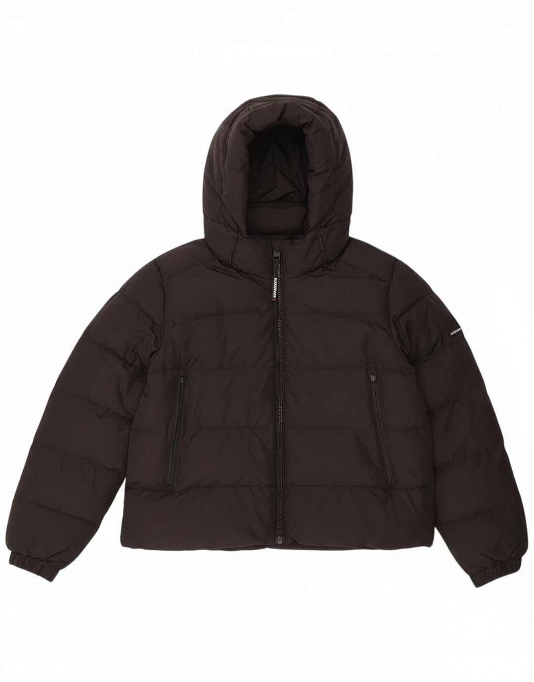 Superdry ženska podstavljena jakna s kapuljačom UK 16 veliki crni poliester