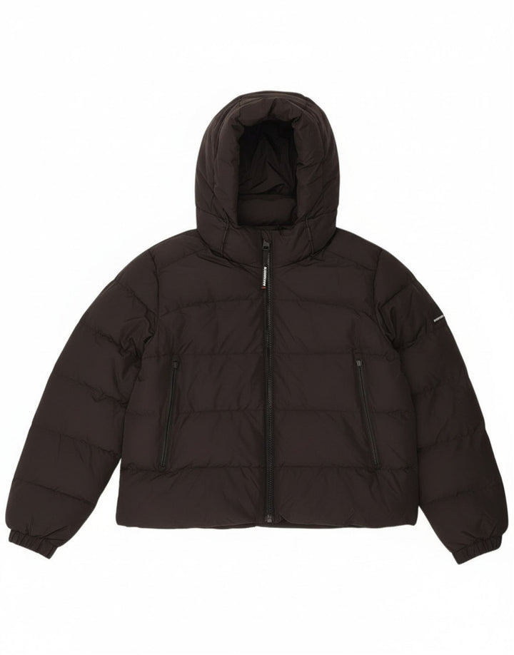 Superdry ženska podstavljena jakna s kapuljačom UK 16 veliki crni poliester