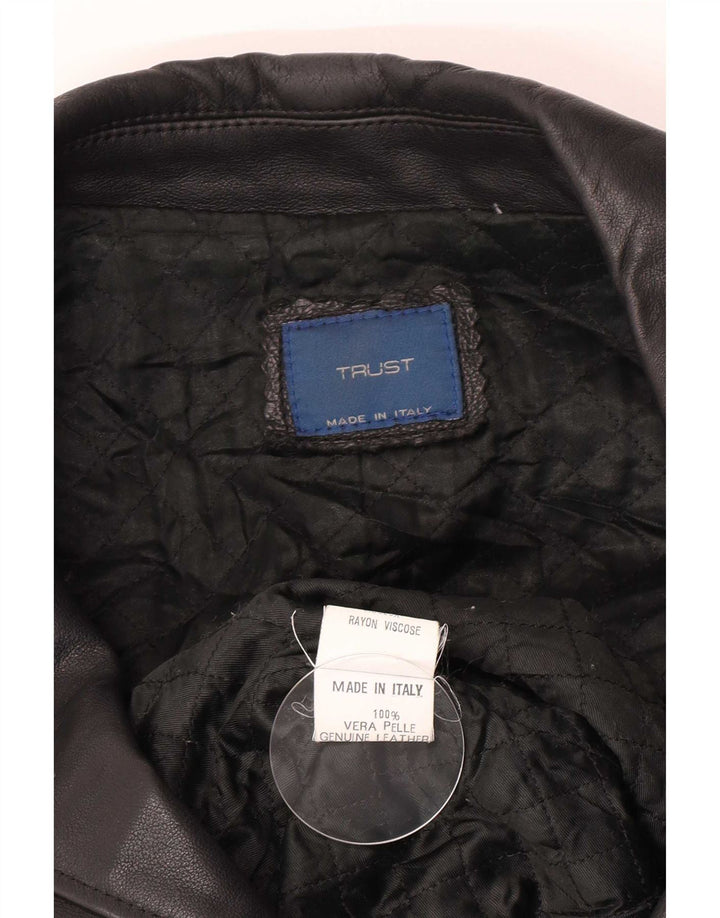 Vintage muška kožna jakna IT 52 XL crna koža