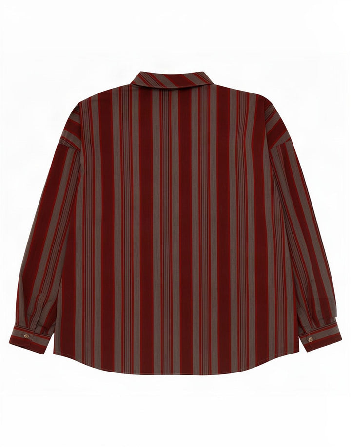 Vintage ženska prevelika pulover majica EU 40 srednje tamnocrvene pruge