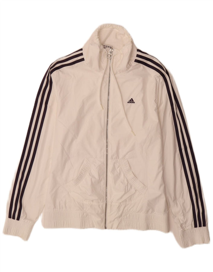 Adidas ženska gornja jakna za trenirku UK 10 Mala bijela poliesterska