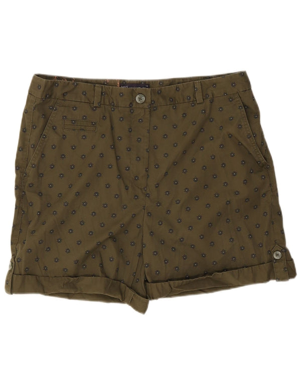 Marks & Spencer ženske chino kratke hlače UK 14 Large W34 Kaki cvjetni pamuk