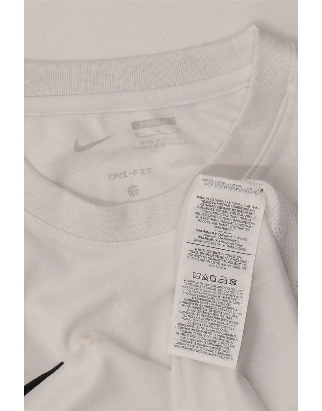 Nike Dri Fit Slim T-Shirt Top Srednje bijeli poliester