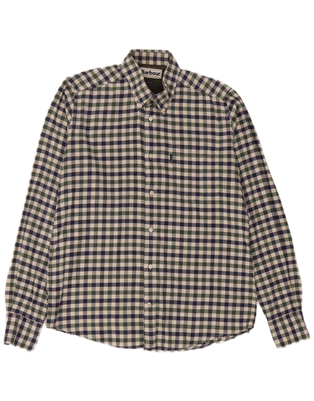 Barbour muška flanelska košulja kroja srednje plave boje od gingham pamuka