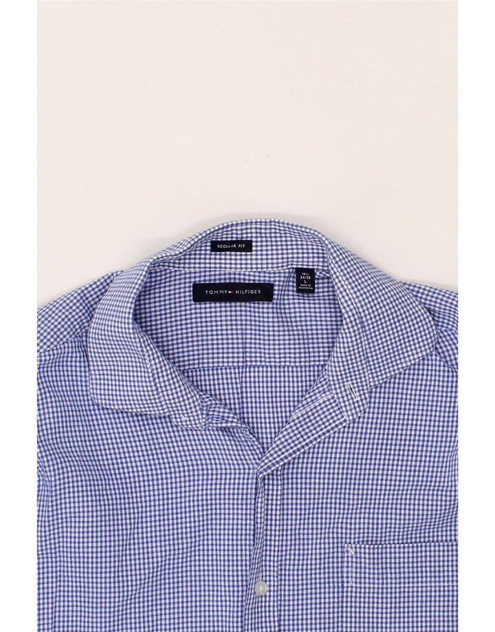TOMMY HILFIGER Mens Regular Fit Shirt Size 16 1/2  Large Blue Gingham Vintage Tommy Hilfiger and Second-Hand Tommy Hilfiger from Messina Hembry 