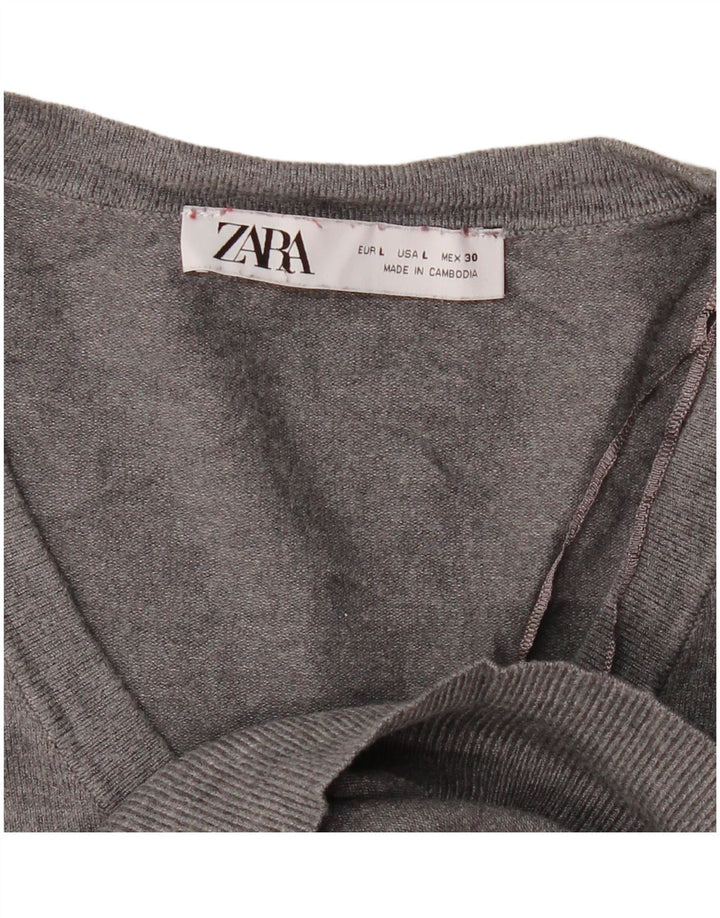 Zara ženski džemper s V-izrezom UK 16 Large Gray