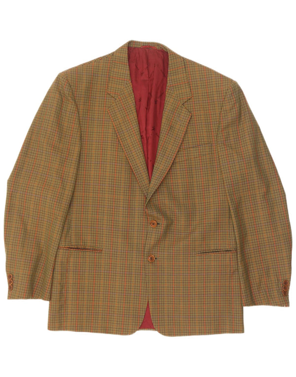 Brooksfield Mens 2 Button Blazer Jacket IT 52 XL Green Gingham Wool