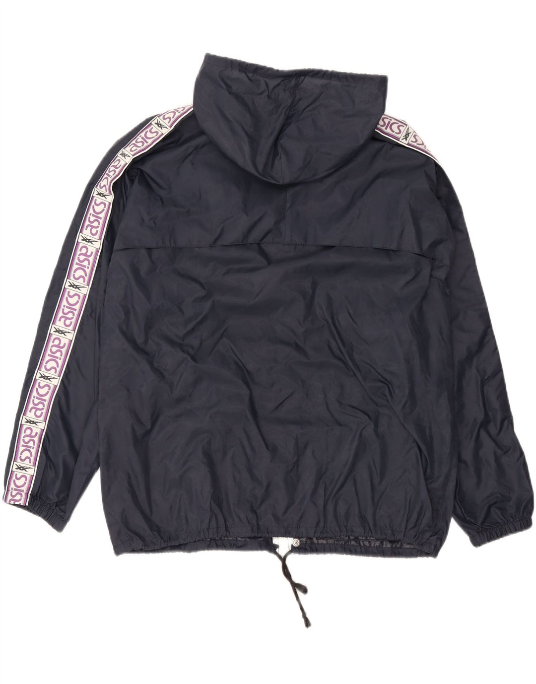 ASICS Mens Hooded Rain Jacket UK 38 Medium Navy Blue Polyamide